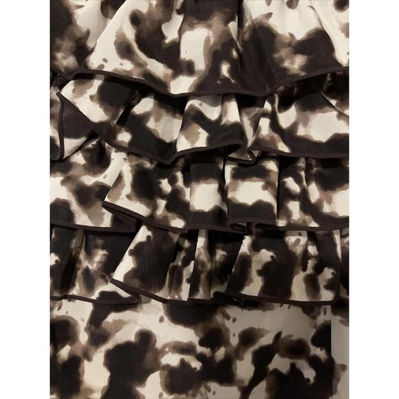 Banana Republic Womens Size 14 Brown/White Ruffled-Neck, Sleeveless Dress! M128 - Picture 5 of 10